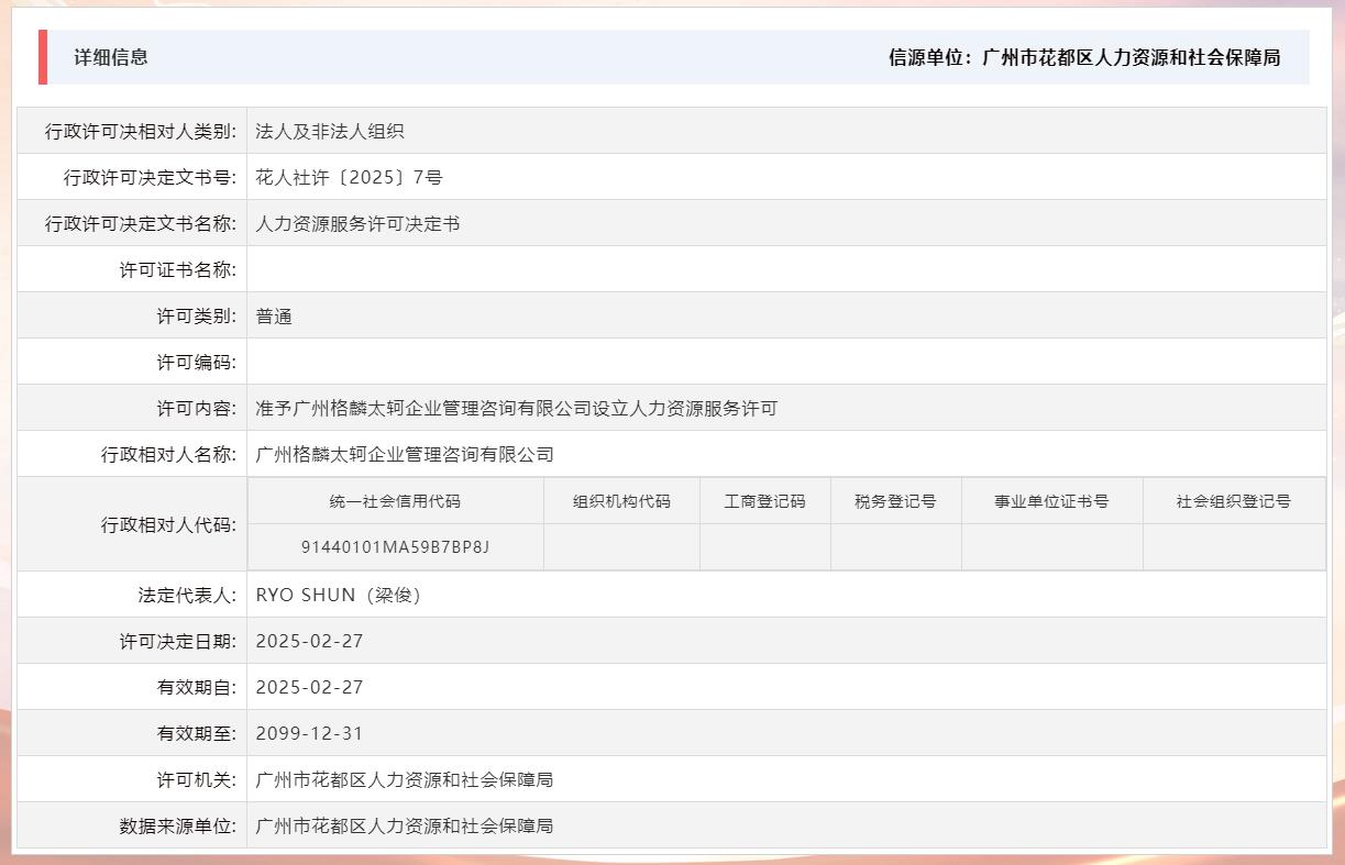 2.27准予广州格麟太轲企业管理咨询有限公司设立人力资源服务许可.jpg