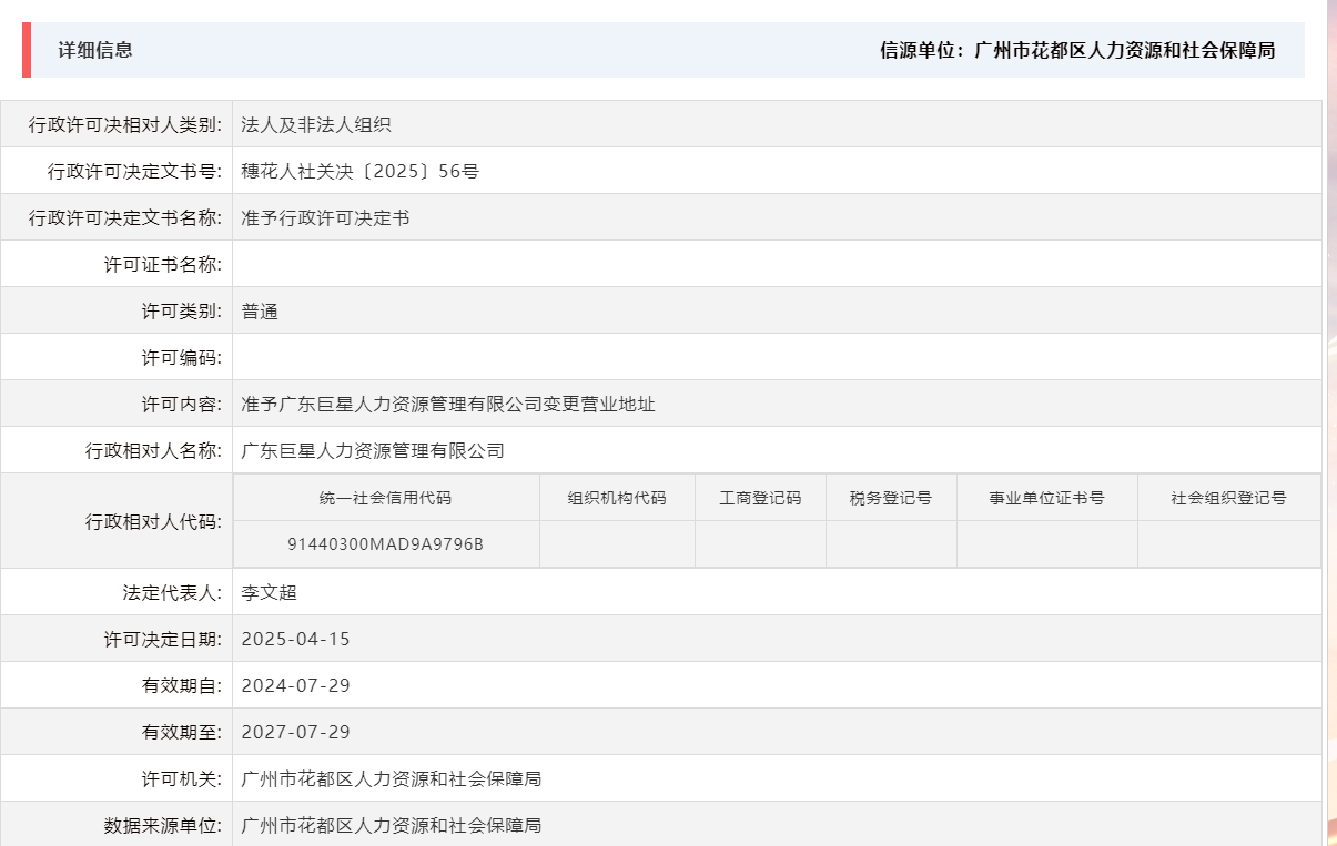 4.15准予广东巨星人力资源管理有限公司变更营业地址.png