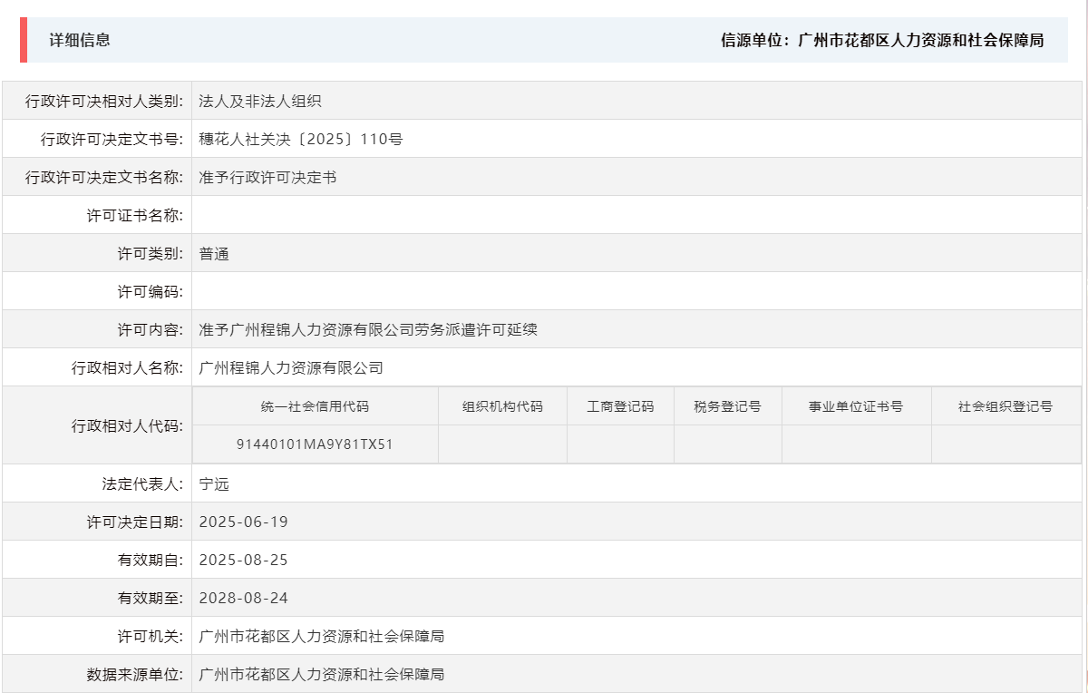 6.19准予广州程锦人力资源有限公司劳务派遣许可延续.png