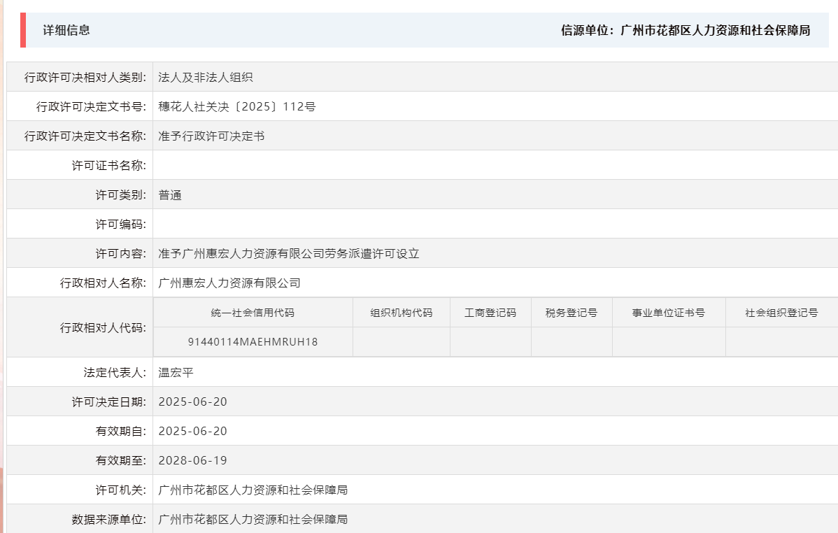 6.20准予广州惠宏人力资源有限公司劳务派遣许可设立.png